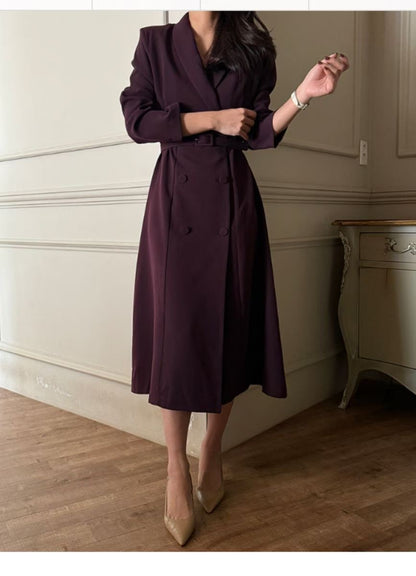 Maya Trench One-Piece Jurk – Zwart / Wine