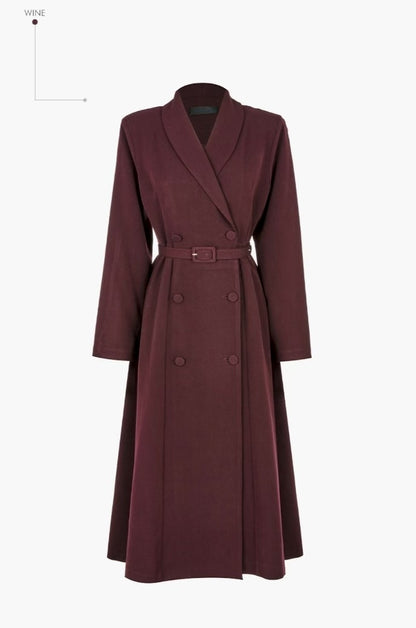 Maya Trench One-Piece Jurk – Zwart / Wine