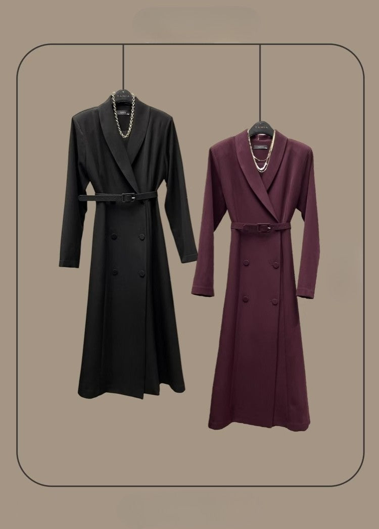 Maya Trench One-Piece Jurk – Zwart / Wine