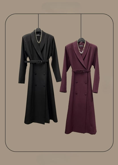 Maya Trench One-Piece Jurk – Zwart / Wine