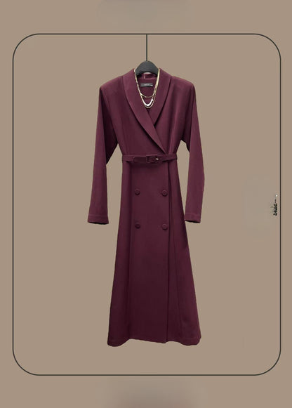Maya Trench One-Piece Jurk – Zwart / Wine