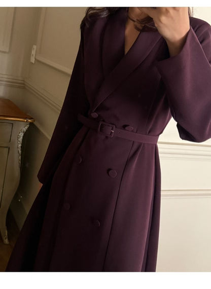 Maya Trench One-Piece Jurk – Zwart / Wine