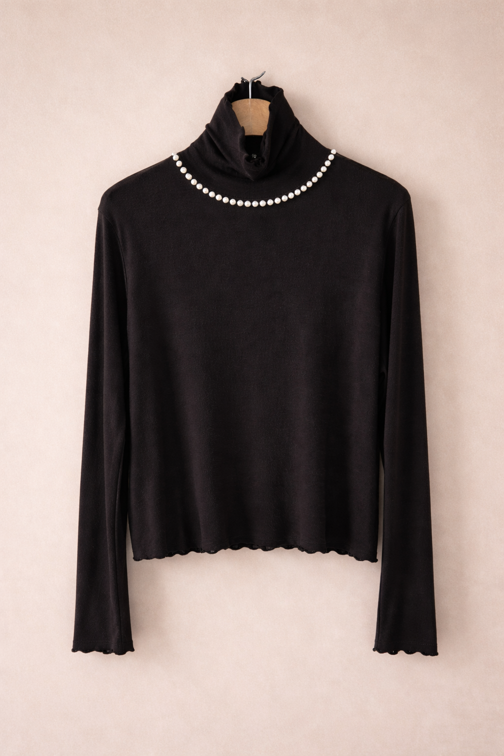 Pearl Mock Neck Soft Top – Korean Style