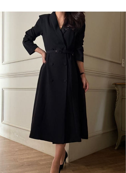 Maya Trench One-Piece Jurk – Zwart / Wine