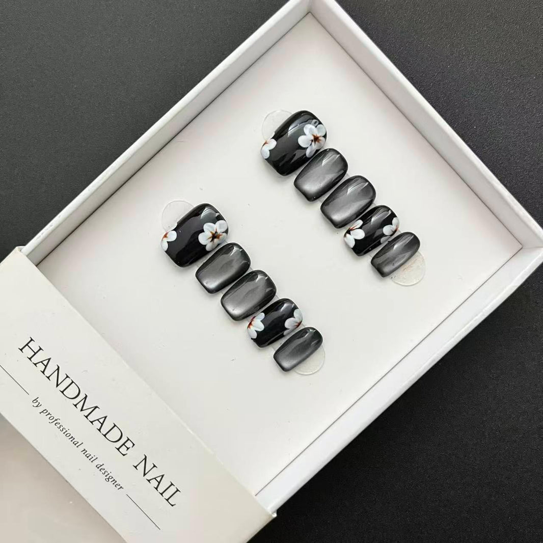 All - in - One Press - On Nail Kit – Midnight Bloom Chrome - Mykstyle