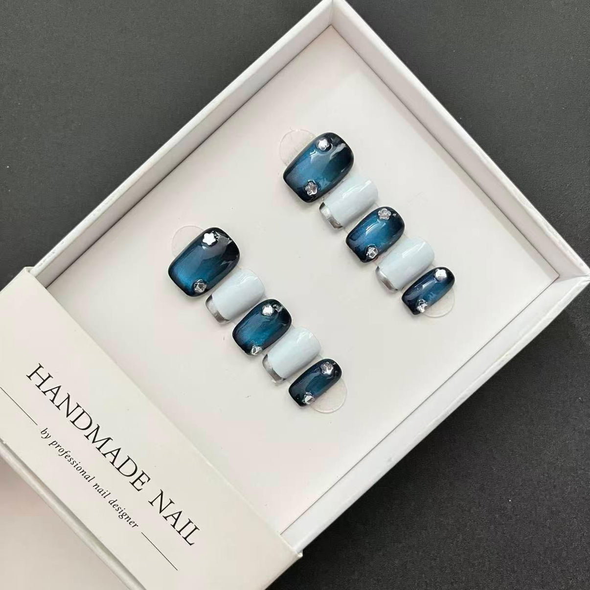 All - in - One Press - On Nail Kit – Midnight Blue Ombre - Mykstyle