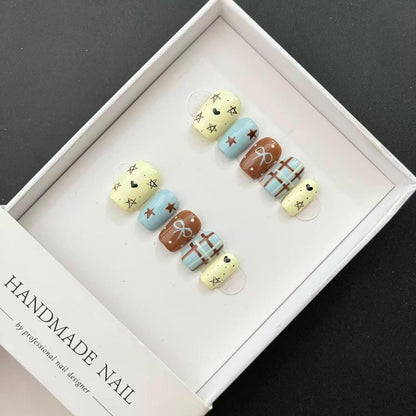 All - in - One Press - On Nail Kit – Pastel Star Kawaii - Mykstyle