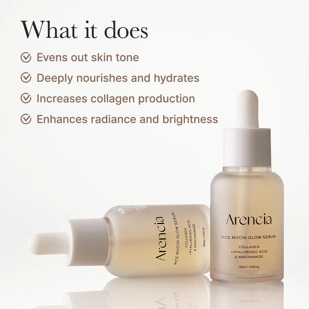 Arencia Rice Mucin Glow Serum 30ml | Hydraterend Glass Skin Serum – MyKStyle - Mykstyle