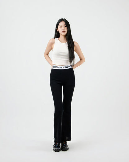 Rib Knit Flared Legging Broek | High Waist Dames | MyKStyle