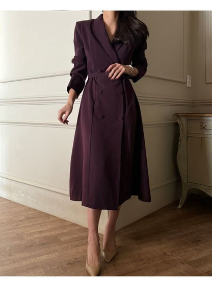 Maya Trench One-Piece Jurk – Zwart / Wine
