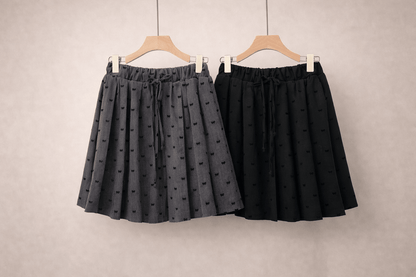 Korean Bow Pleated Mini Skirt (Grijs) - Mykstyle