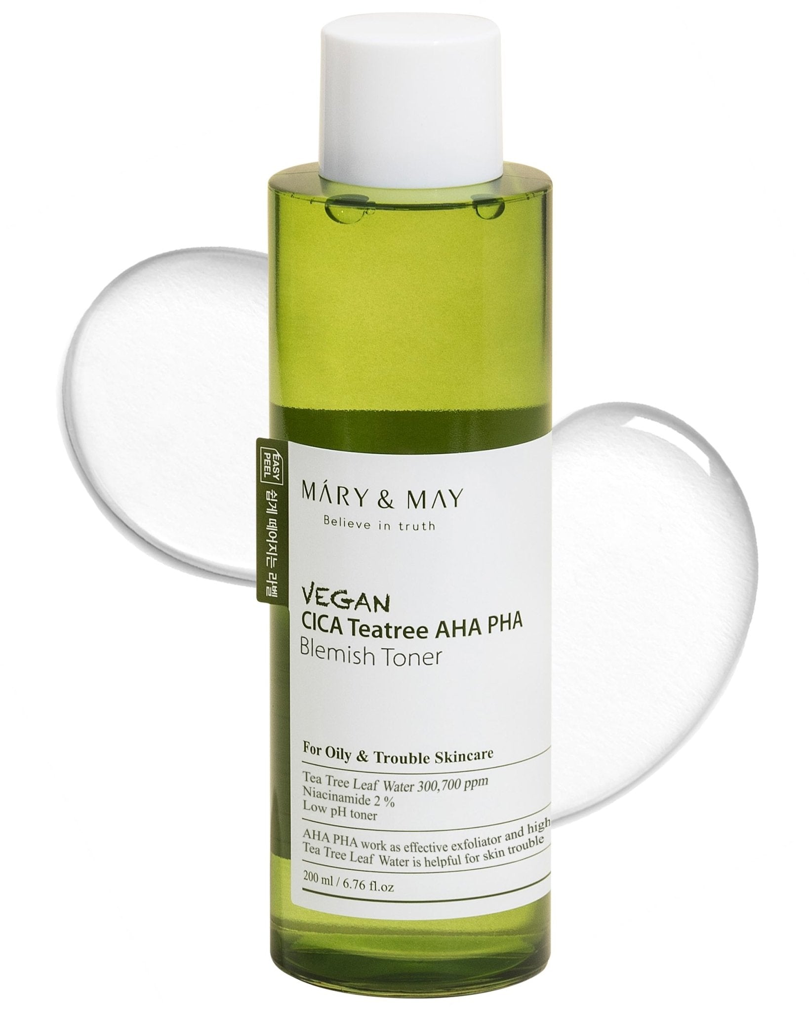 Mary & May Vegan CICA Tea Tree AHA·PHA Blemish Toner 200ml | Acne & Calming Care – MyKStyle - Mykstyle