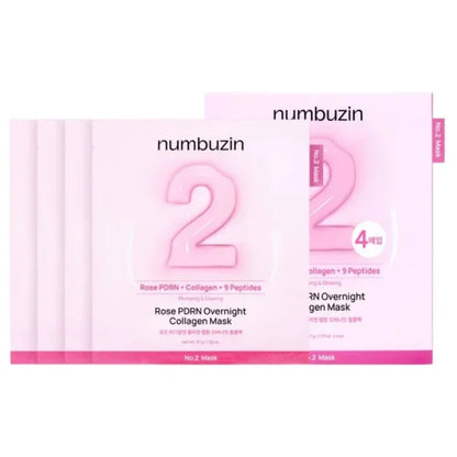 Numbuzin No.2 Rose PDRN Overnight Collagen Mask 4EA | Lifting & Glow – MyKStyle