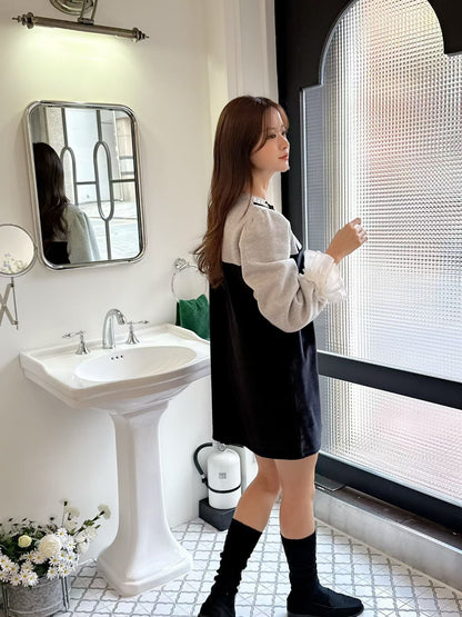 Pearl Velvet Mini Dress – Korean Boutique Style - Mykstyle